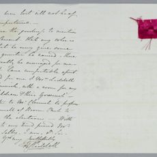 Letter with sample of crimson silk attached